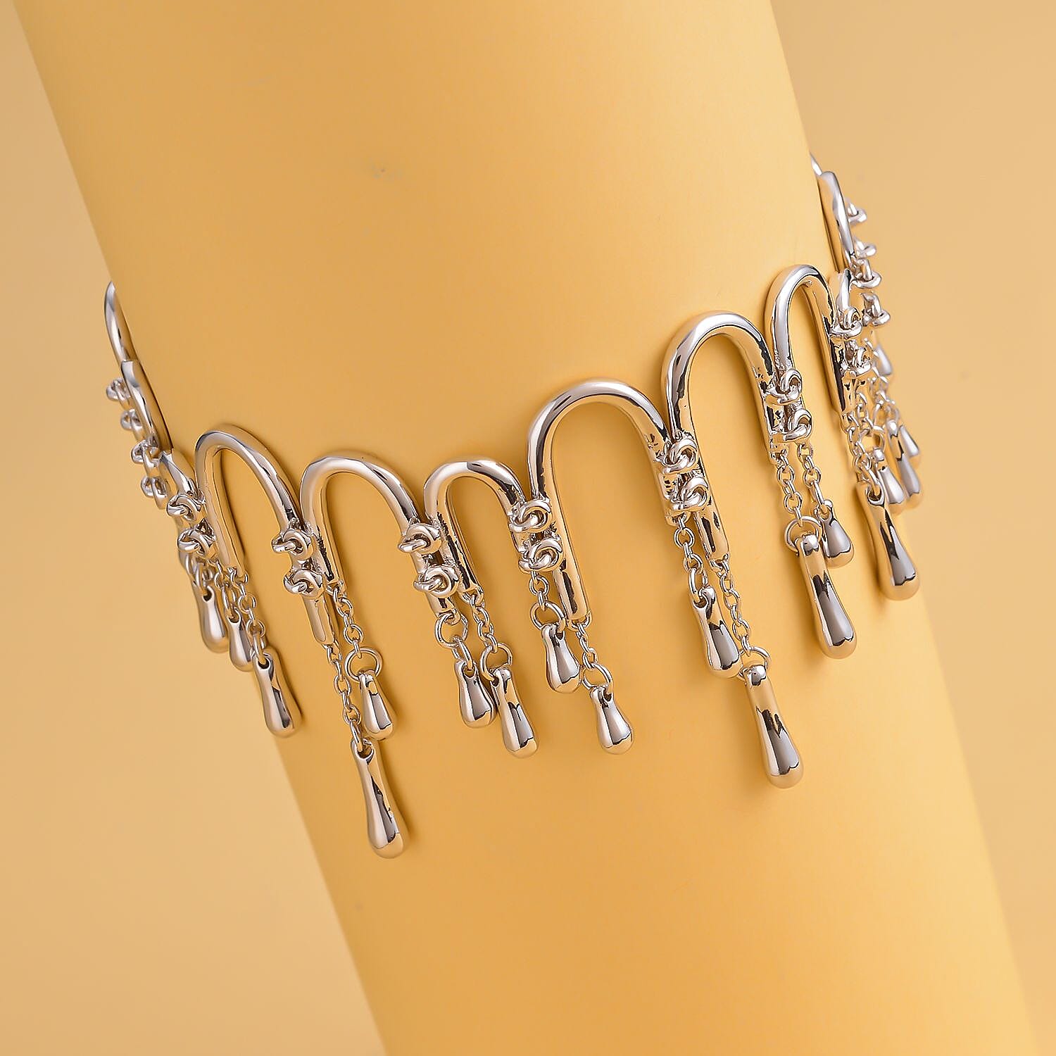 LucyQ Umbrella Collection - Rhodium Overlay Sterling Silver Bracelet (Size - 8 With Extenders).