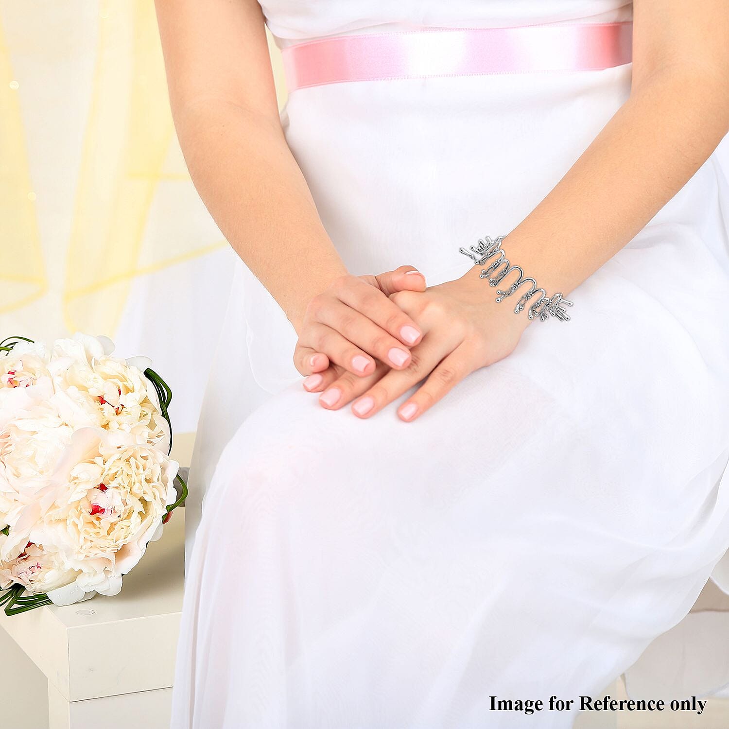 LucyQ Umbrella Collection - Rhodium Overlay Sterling Silver Bracelet (Size - 8 With Extenders).