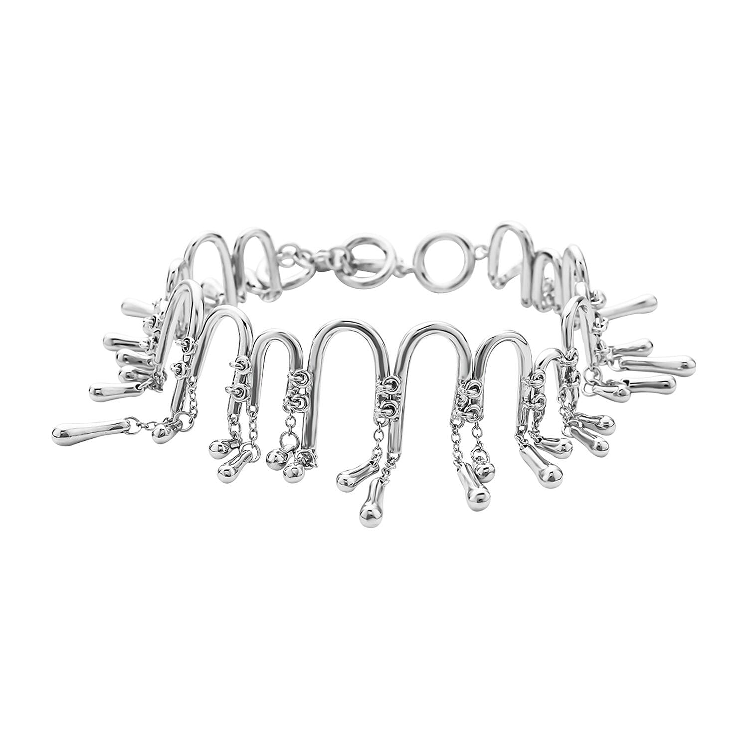 LucyQ Umbrella Collection - Rhodium Overlay Sterling Silver Bracelet (Size - 8 With Extenders).