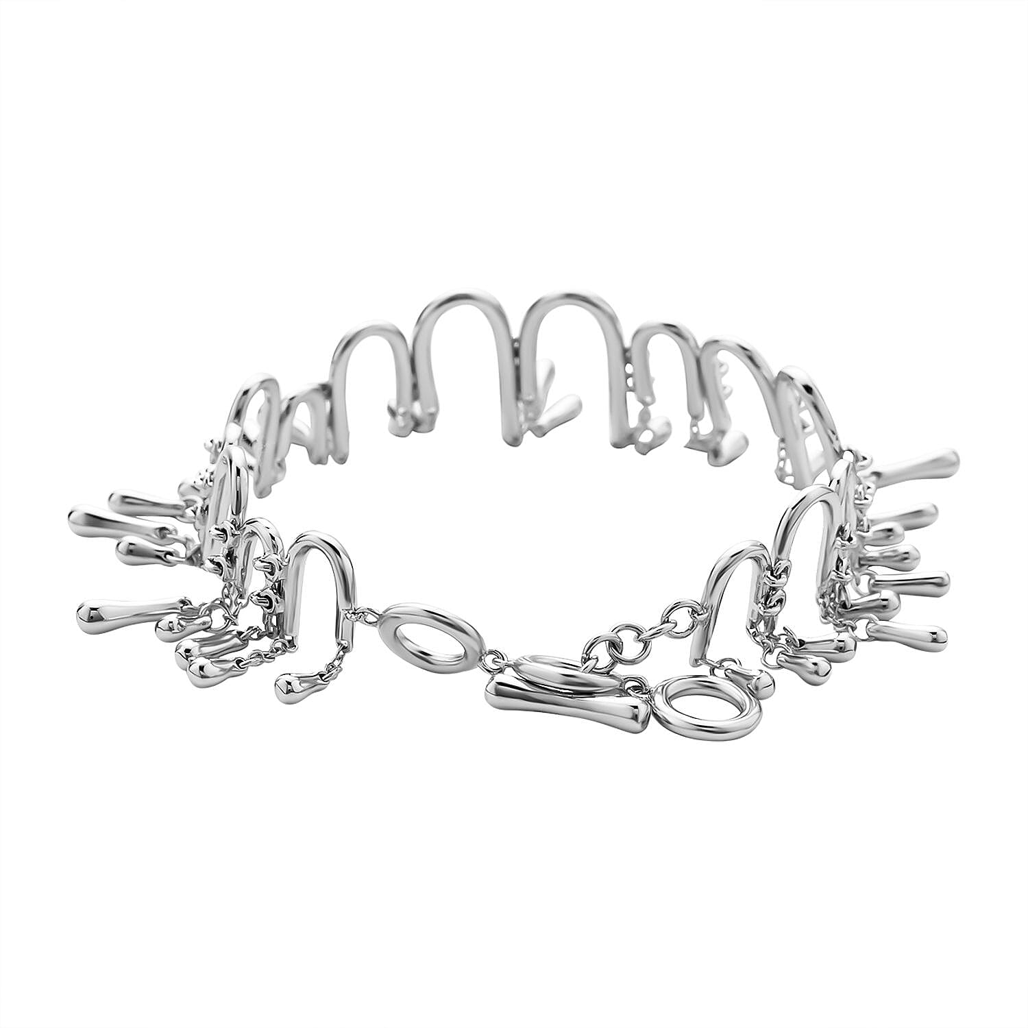 LucyQ Umbrella Collection - Rhodium Overlay Sterling Silver Bracelet (Size - 8 With Extenders).