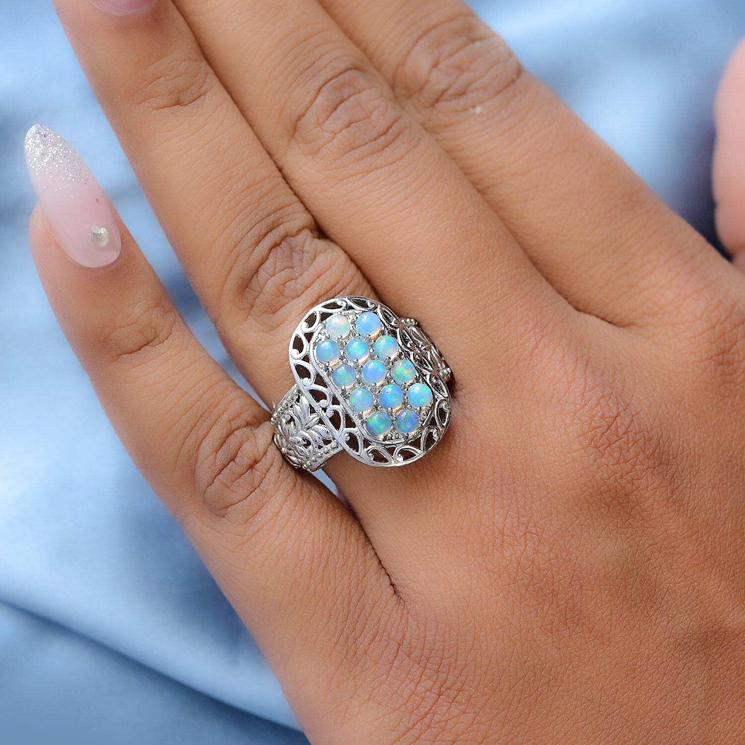 Ethiopian Welo Opal Ring in Stainless Steel 1.26 Ct