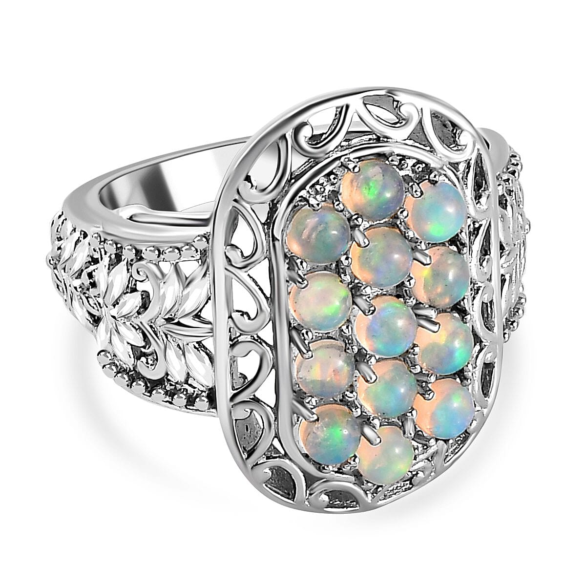 Ethiopian Welo Opal Ring in Stainless Steel 1.26 Ct