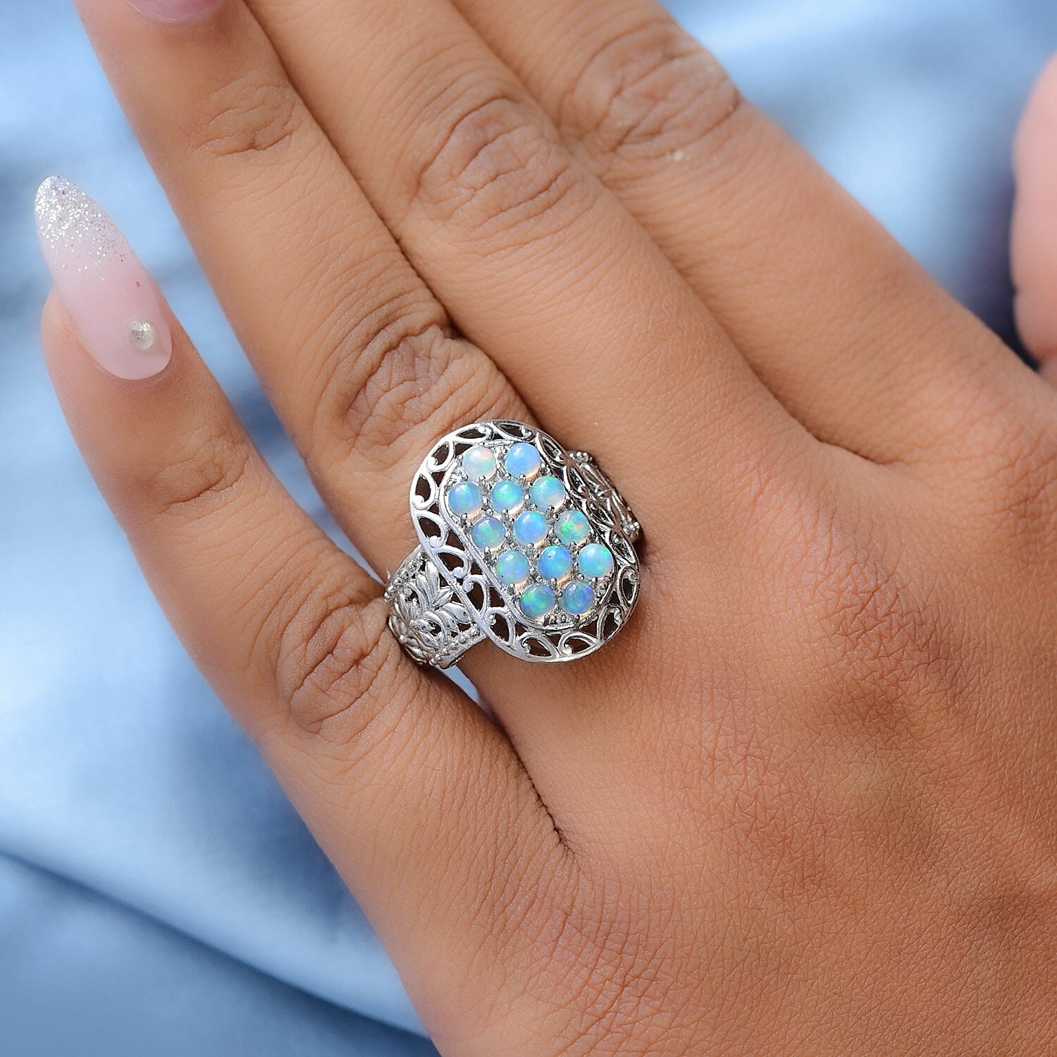 Ethiopian Welo Opal Ring in Stainless Steel 1.26 Ct