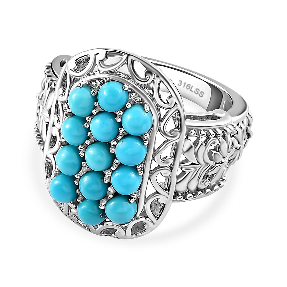 Arizona Sleeping Beauty Turquoise Ring in Stainless Steel 1.26 Ct