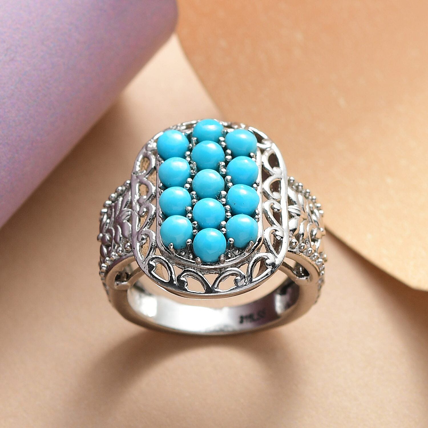 Arizona Sleeping Beauty Turquoise Ring in Stainless Steel 1.26 Ct