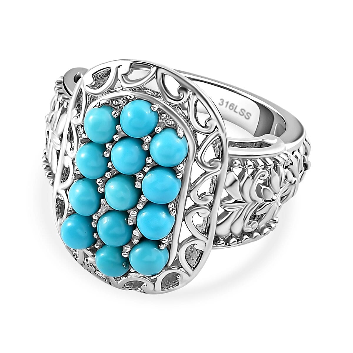 Arizona Sleeping Beauty Turquoise Ring in Stainless Steel 1.26 Ct