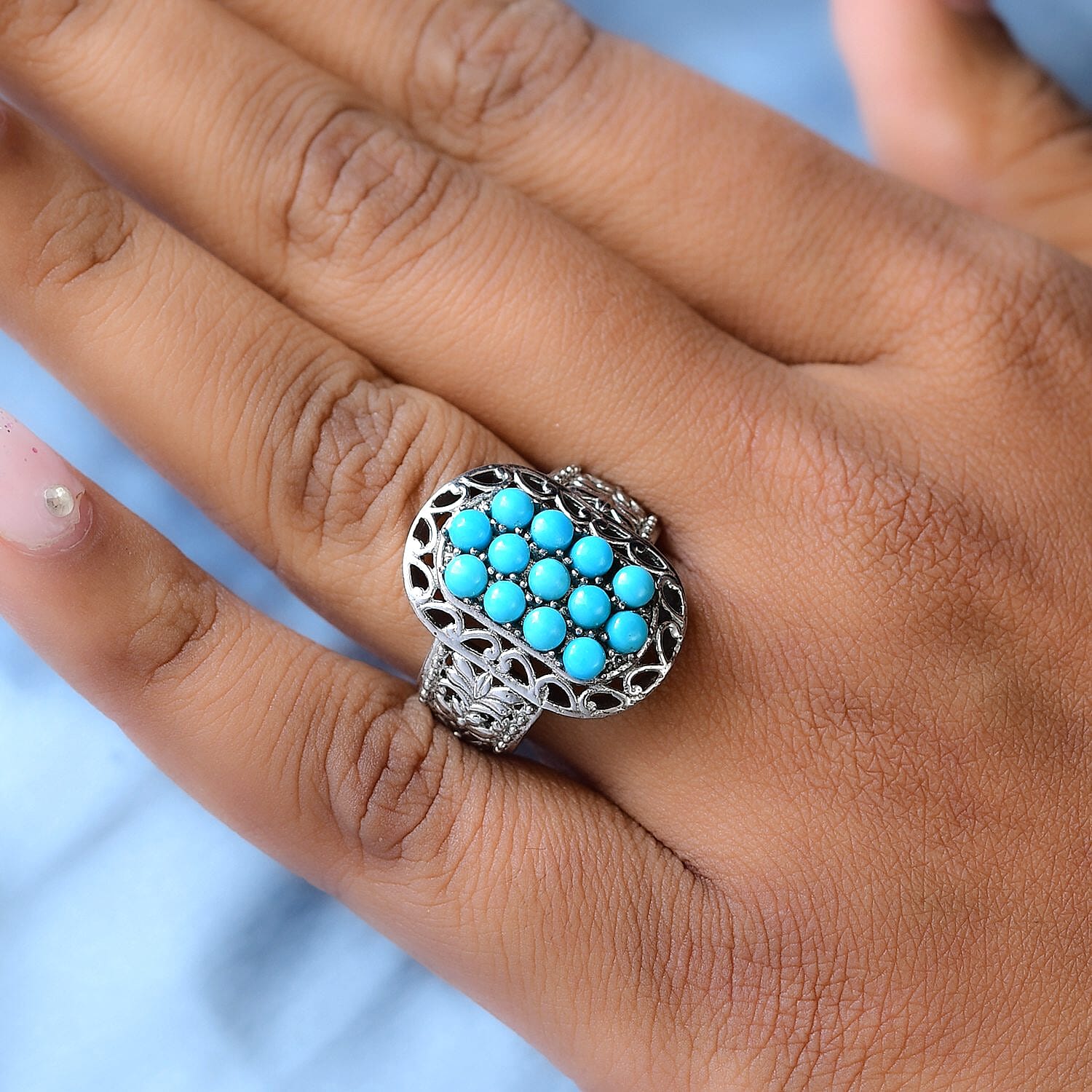 Arizona Sleeping Beauty Turquoise Ring in Stainless Steel 1.26 Ct