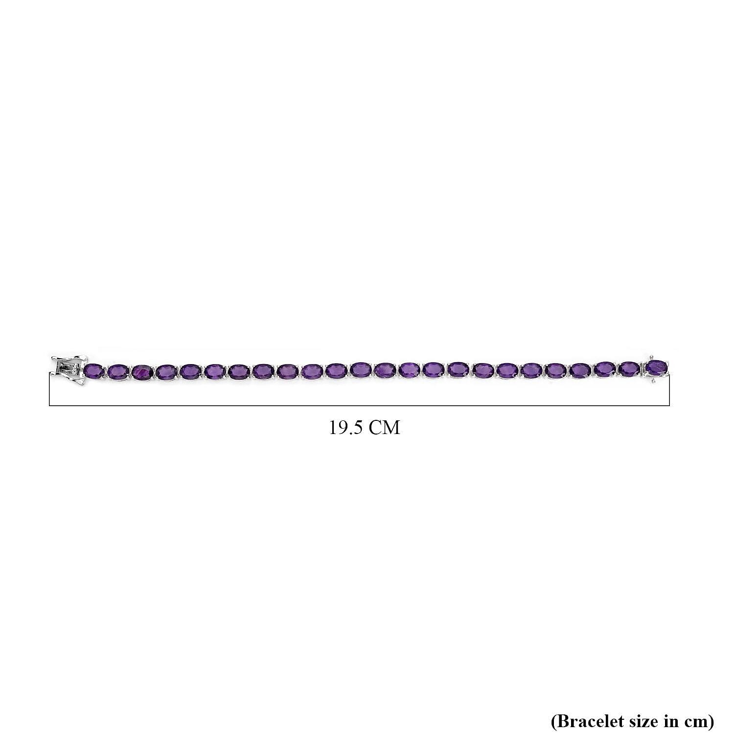 Amethyst Tennis Bracelet (Size - 7) in Rhodium Overlay Sterling Silver 16.10 Ct, Silver Wt. 7.78 Gms.