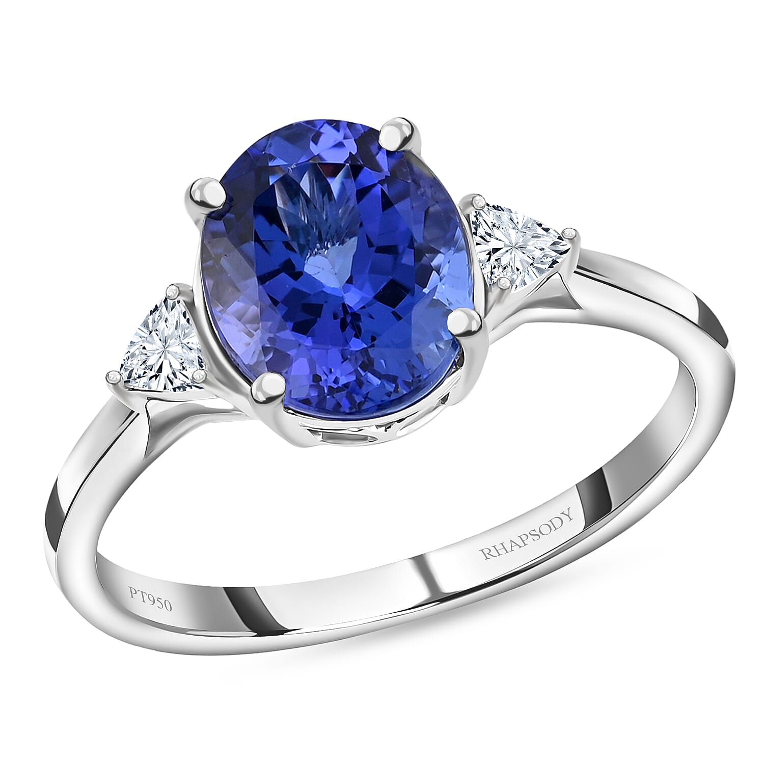 Signature Collection 950 Platinum AAAA Tanzanite and Diamond (SI-G-H) Ring 3.30 Ct.