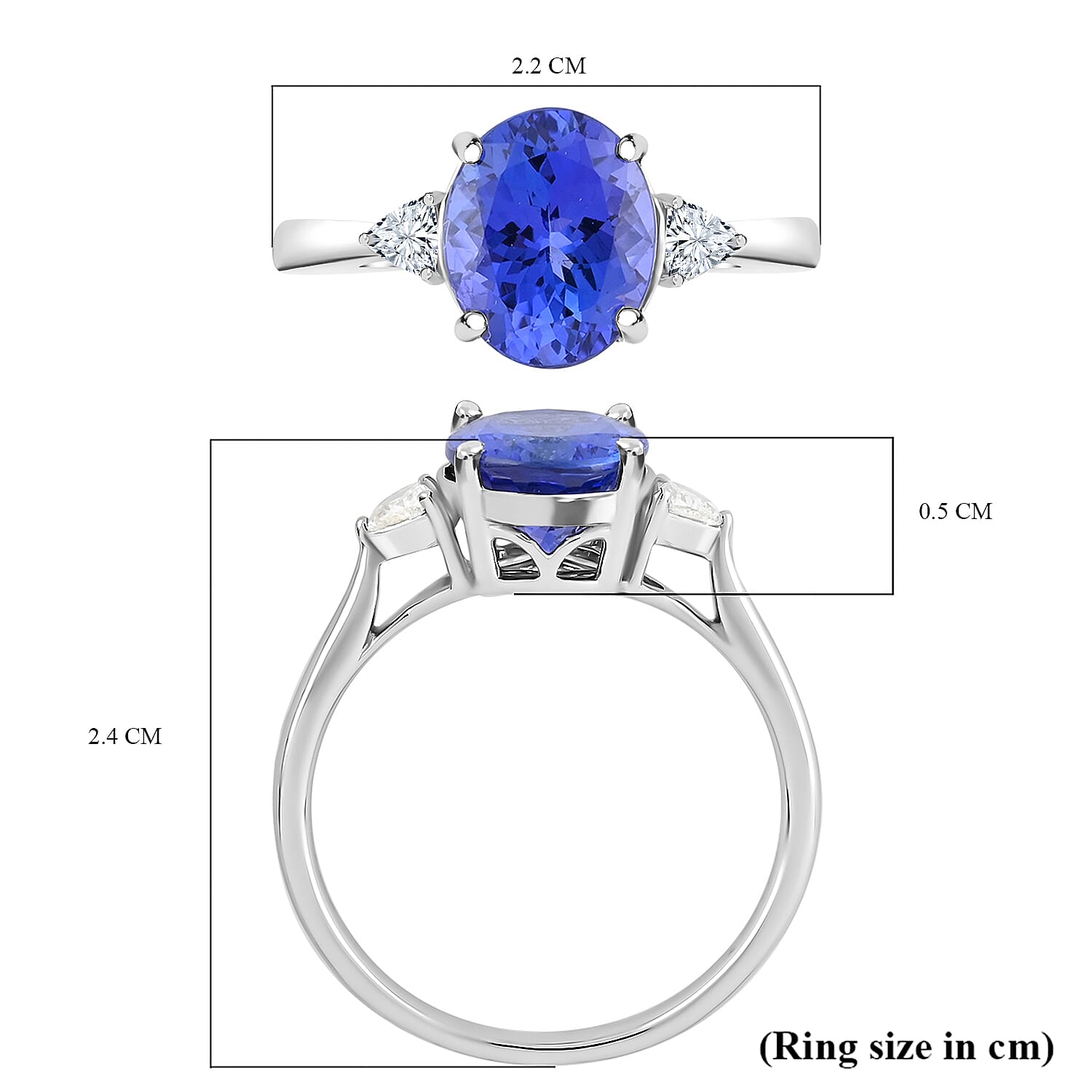 Signature Collection 950 Platinum AAAA Tanzanite and Diamond (SI-G-H) Ring 3.30 Ct.