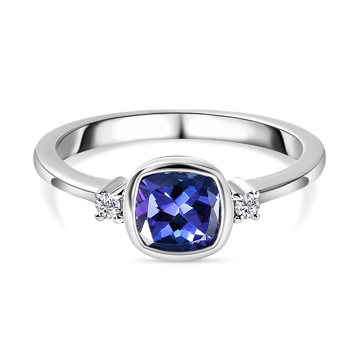 950 Platinum AAAA Tanzanite and Diamond (VS-E-F) Ring 1.24 Ct,  Platinum Wt. 5.05 Gms