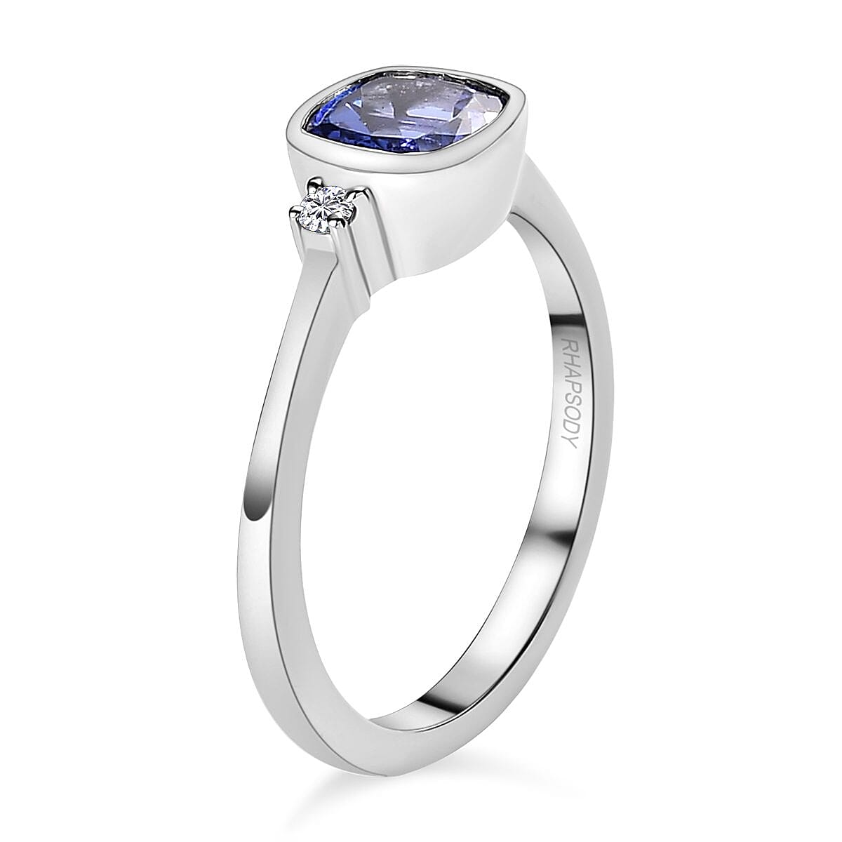 950 Platinum AAAA Tanzanite and Diamond (VS-E-F) Ring 1.24 Ct,  Platinum Wt. 5.05 Gms