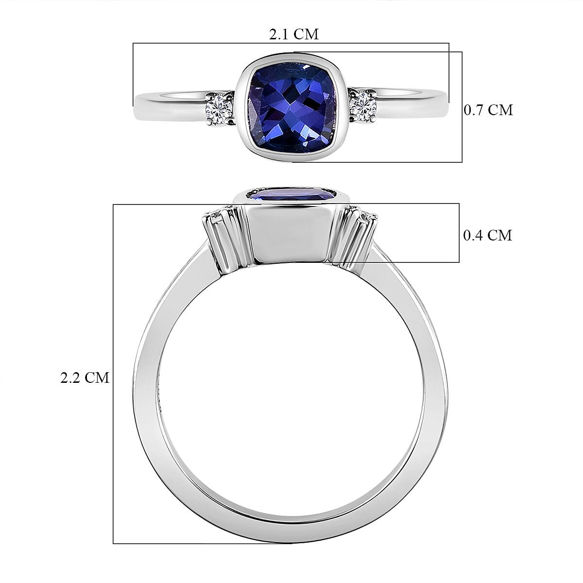 950 Platinum AAAA Tanzanite and Diamond (VS-E-F) Ring 1.24 Ct,  Platinum Wt. 5.05 Gms
