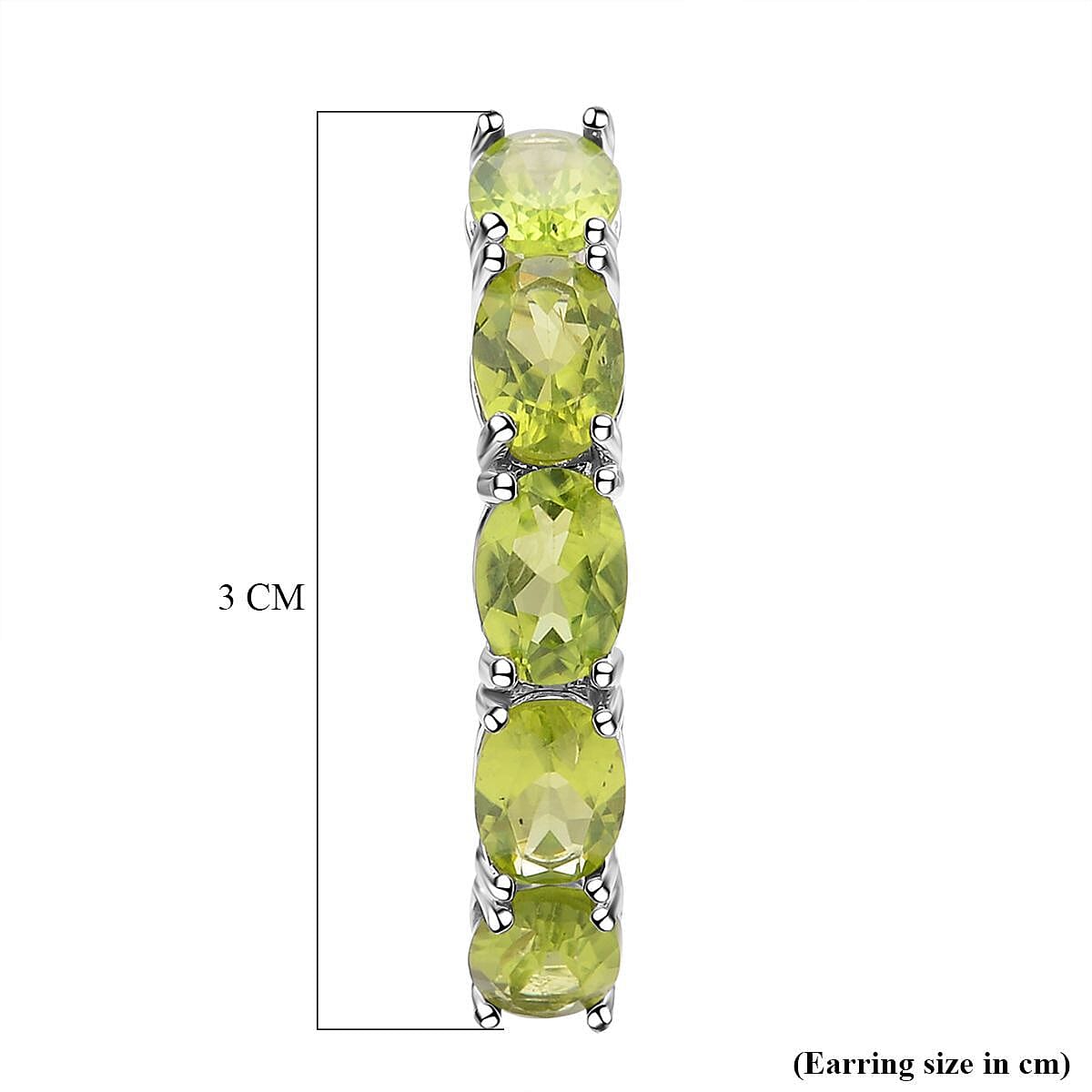Hebei Peridot Hoop Earrings in Rhodium Overlay Sterling Silver 15.22 Ct, Silver Wt. 5.60 Gms.