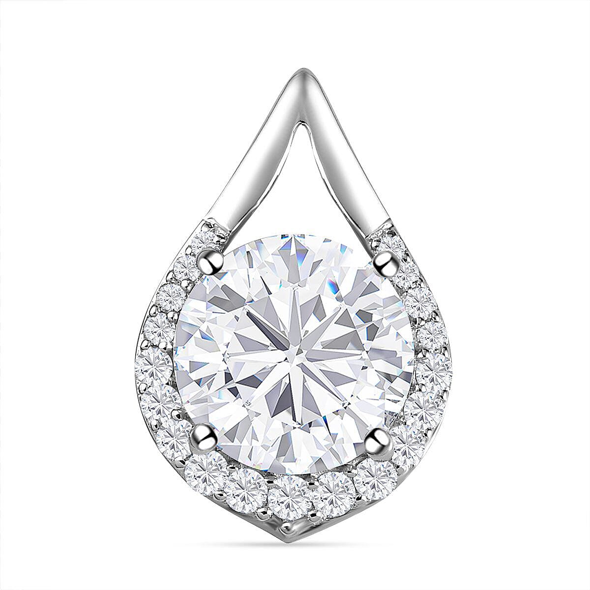 9K White Gold Moissanite Pendant 3.20 Ct.