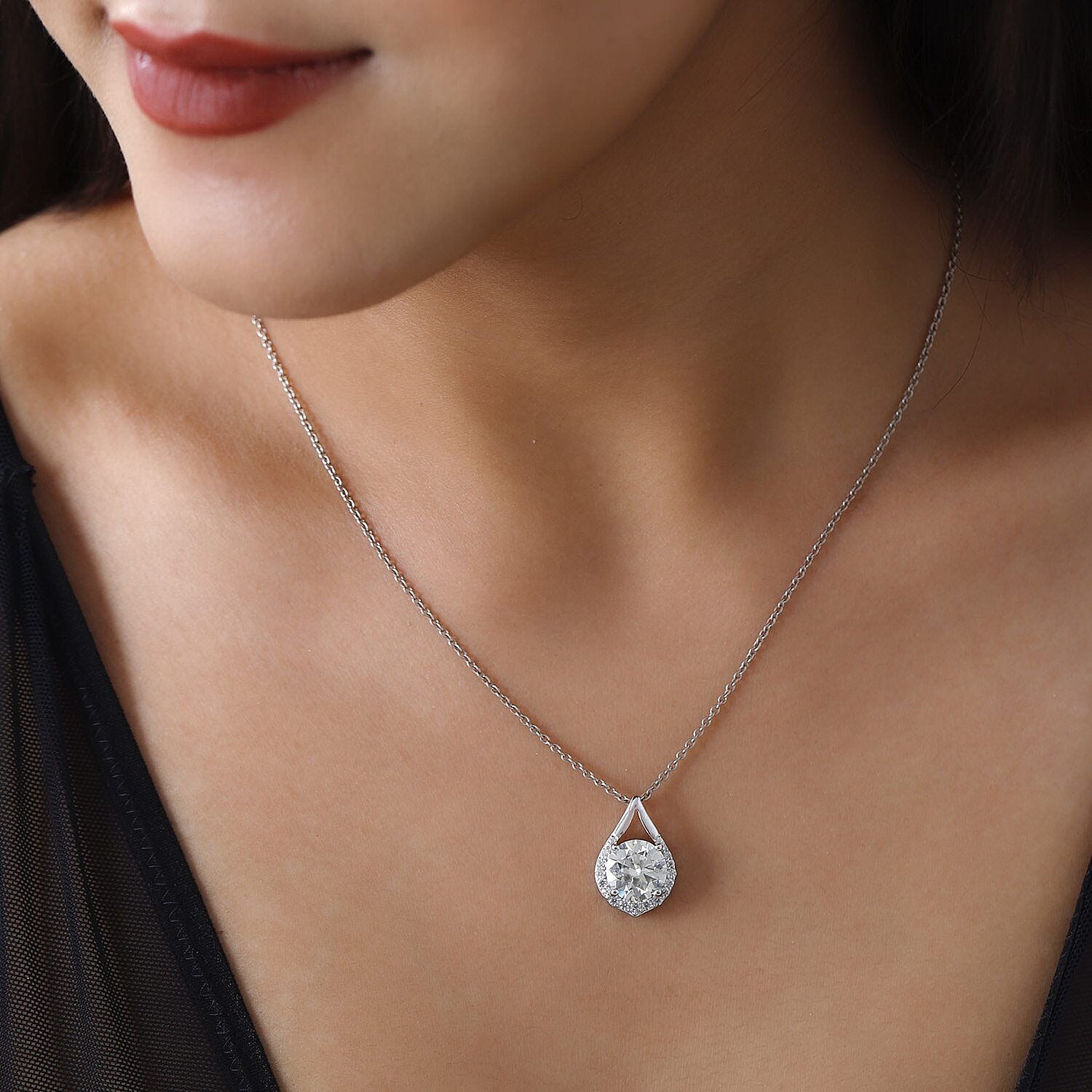 9K White Gold Moissanite Pendant 3.20 Ct.