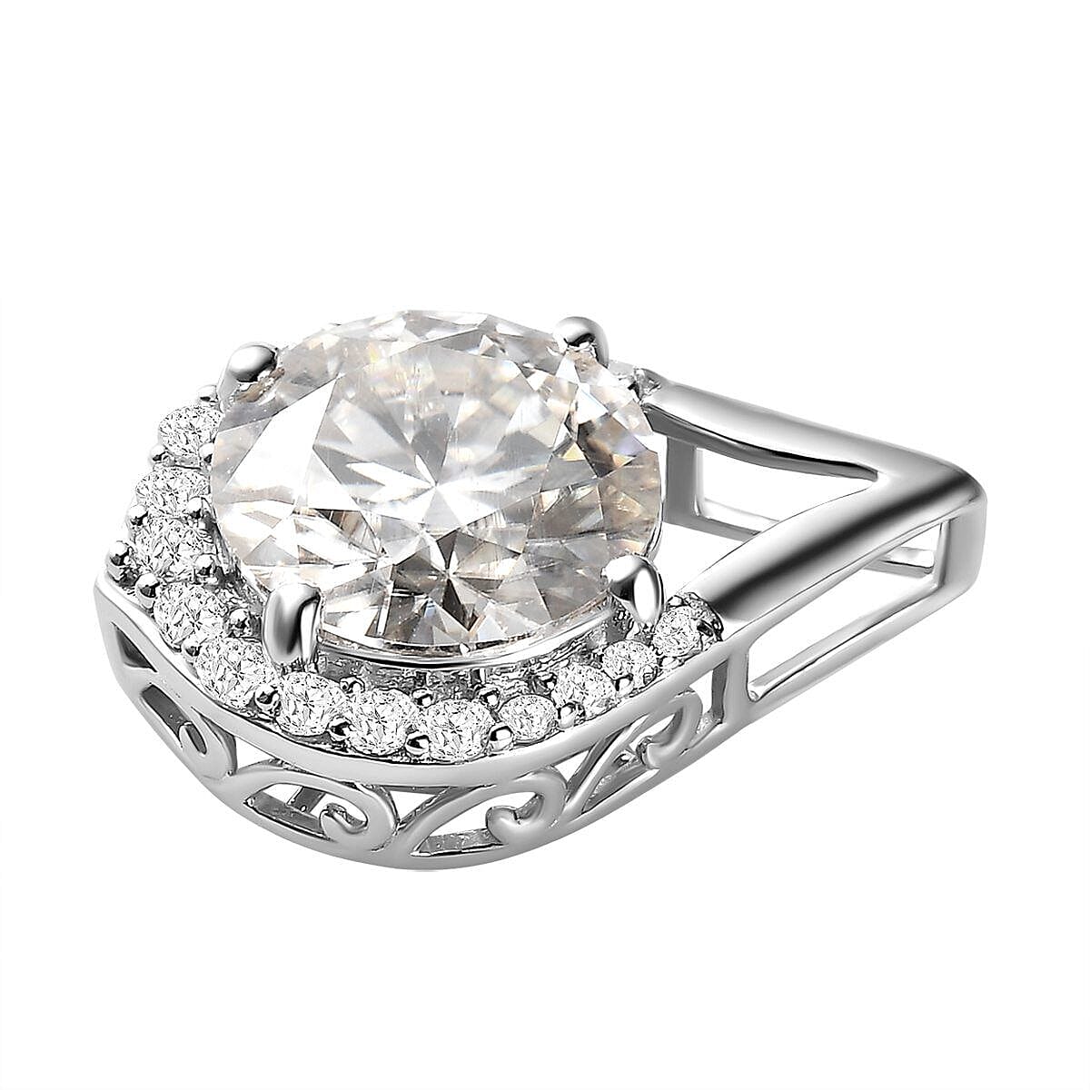 9K White Gold Moissanite Pendant 3.20 Ct.