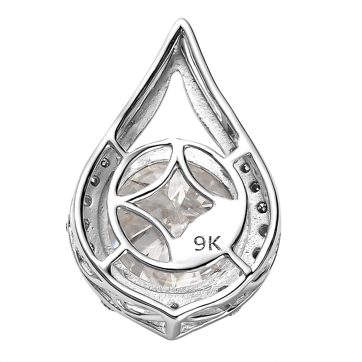 9K White Gold Moissanite Pendant 3.20 Ct.