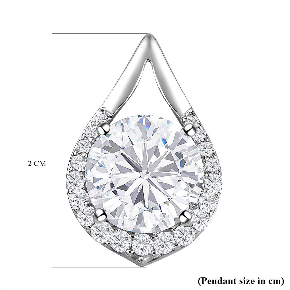 9K White Gold Moissanite Pendant 3.20 Ct.