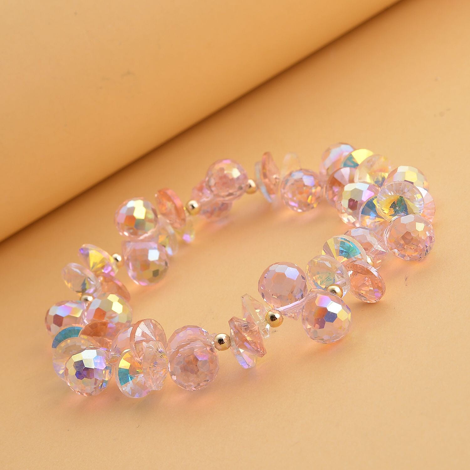 Pink Magic Color Glass Stone Bracelet 69.00 ct 69.000 Ct.