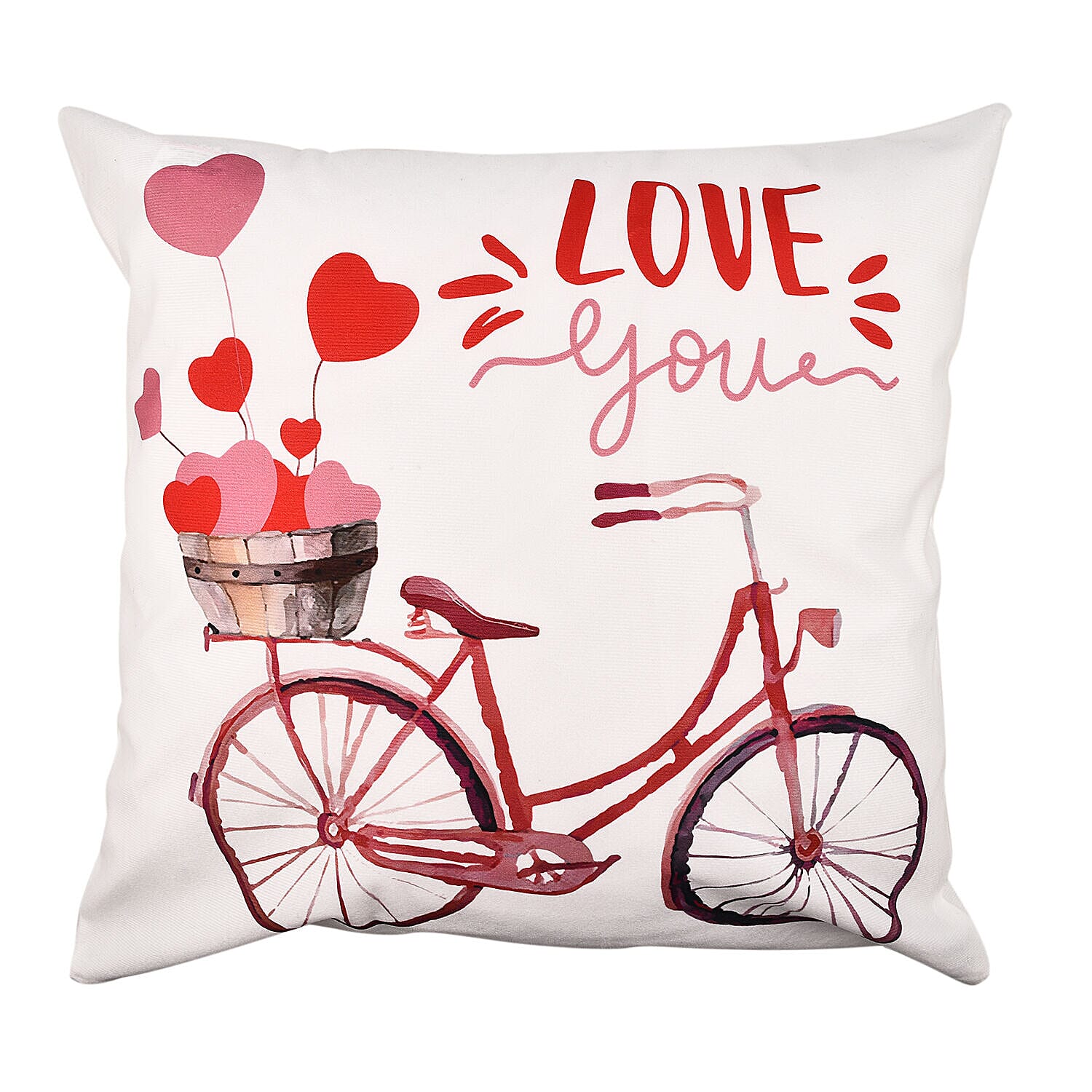 Set of 4 -  Love Theme Cushion Cover (Size 40 Cm) - White and Red