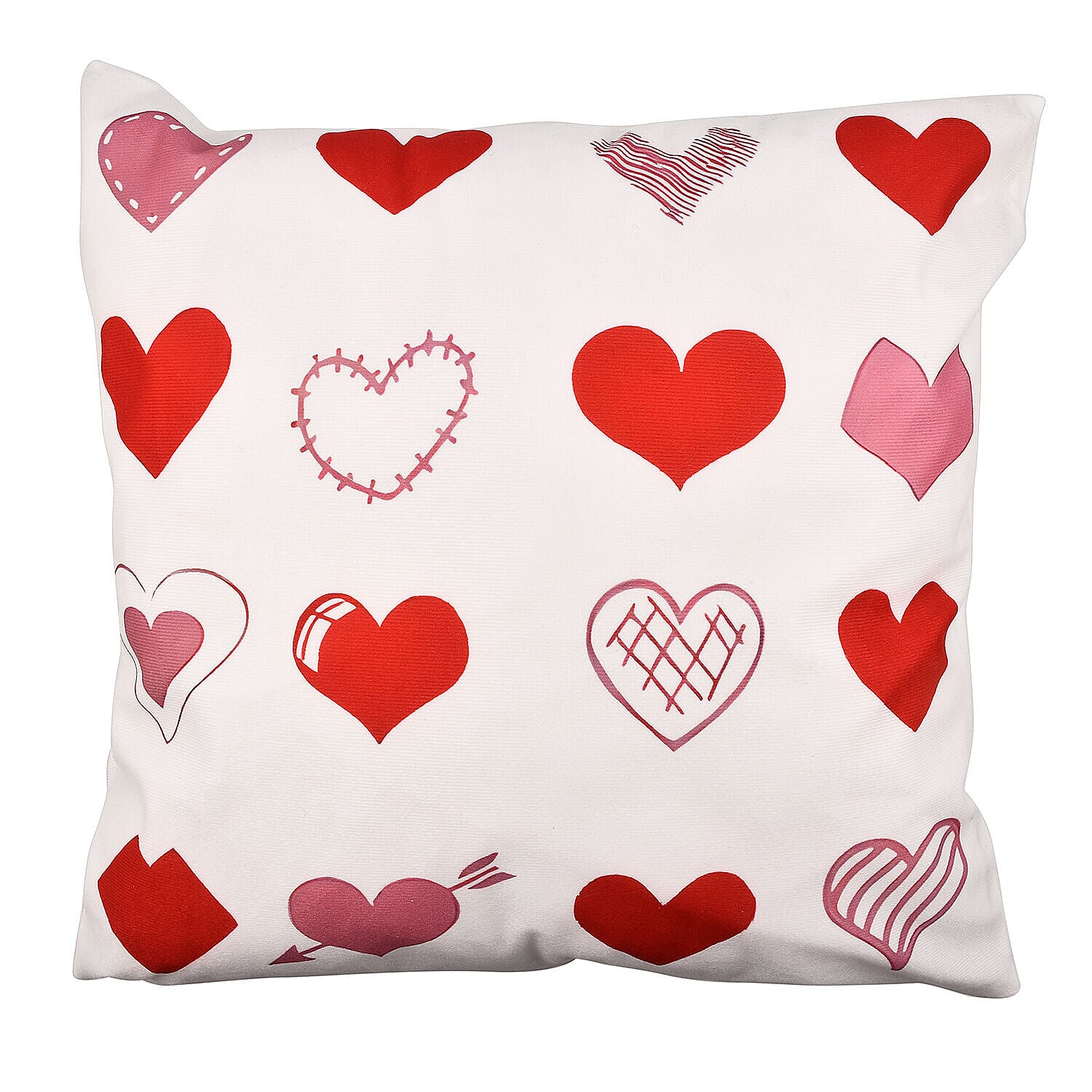 Set of 4 -  Love Theme Cushion Cover (Size 40 Cm) - White and Red