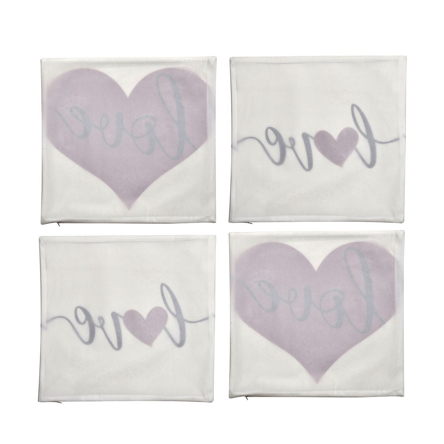 Set of 4 -  Love Theme Cushion Cover (Size 40 Cm) - White and Red