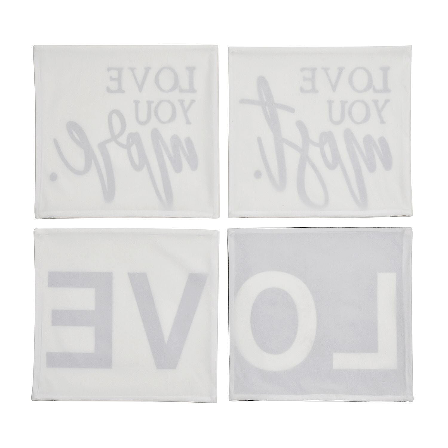 Set of 4 -  Love Theme Cushion Cover (Size 40 Cm) - White - Black