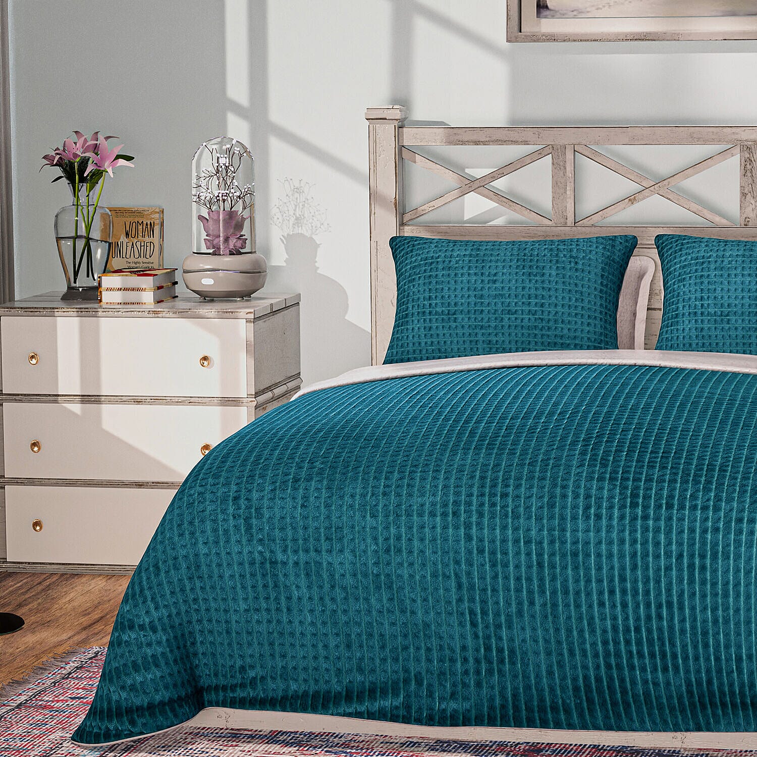 3 Piece Set - One Time Closeout - Extra warm Sherpa Duvet Cover with 2 Pillowcases Single - Light Peach