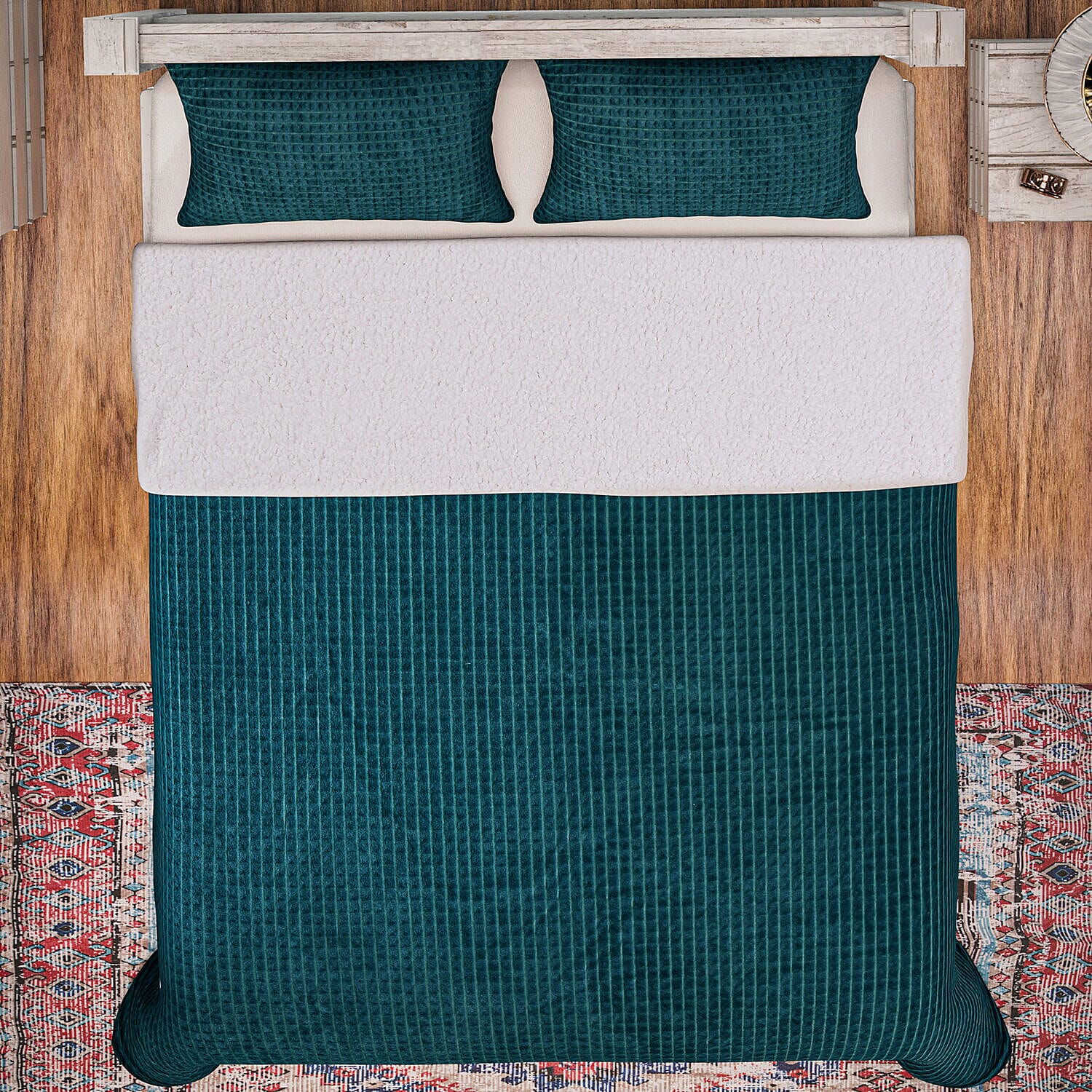 3 Piece Set - One Time Closeout - Extra warm Sherpa Duvet Cover with 2 Pillowcases Single - Light Peach