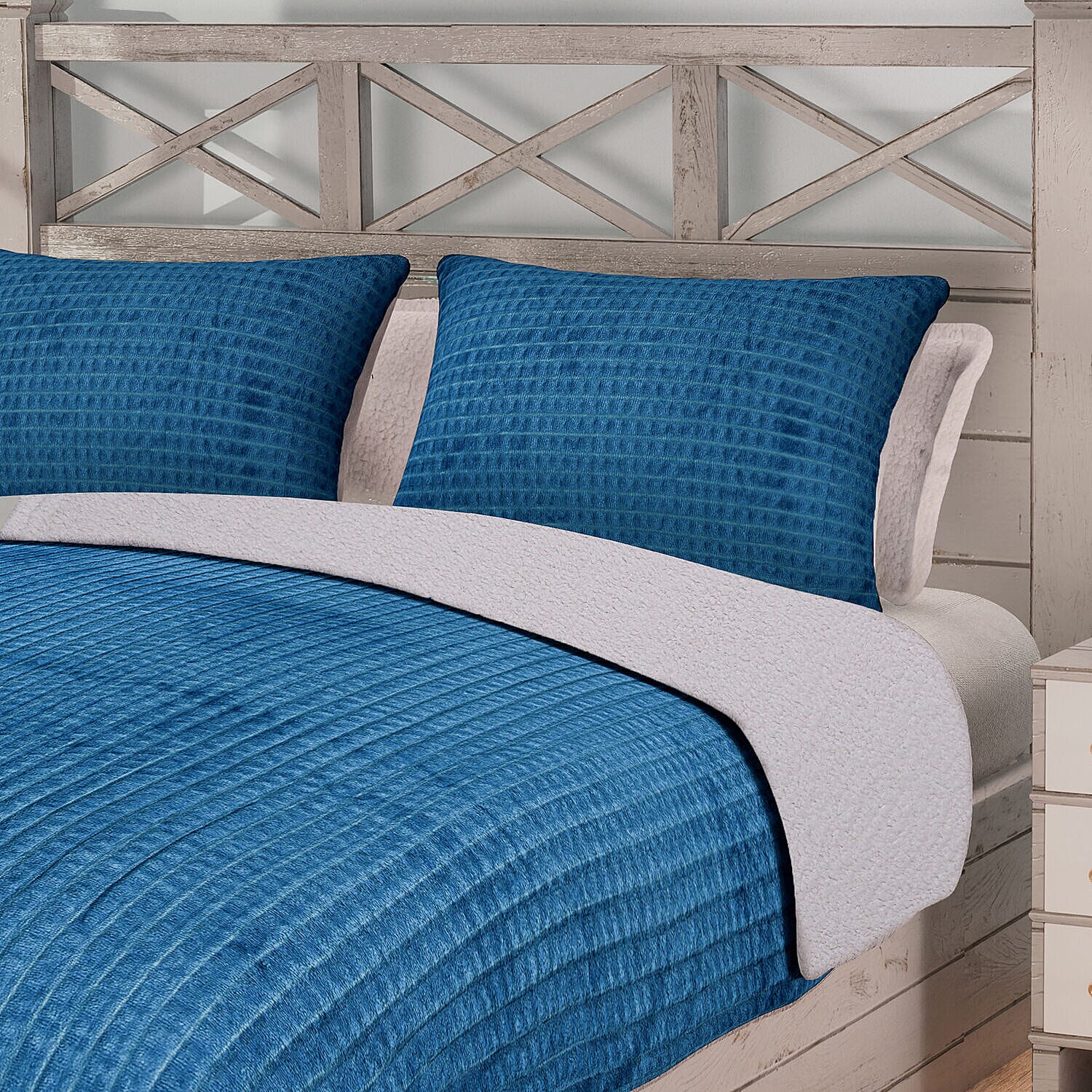 3 Piece Set - One Time Closeout - Extra warm Sherpa Duvet Cover with 2 Pillowcases Single - Light Peach