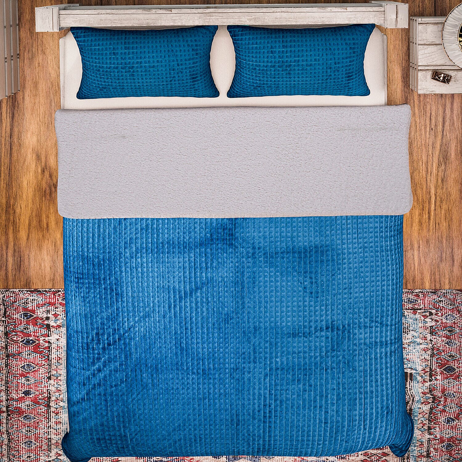 3 Piece Set - One Time Closeout - Extra warm Sherpa Duvet Cover with 2 Pillowcases Single - Light Peach