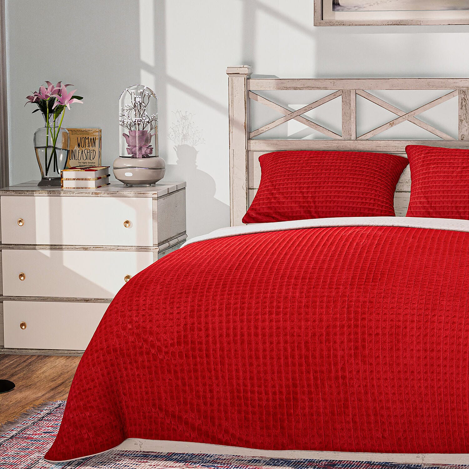 3 Piece Set - One Time Closeout - Extra warm Sherpa Duvet Cover with 2 Pillowcases Single - Light Peach