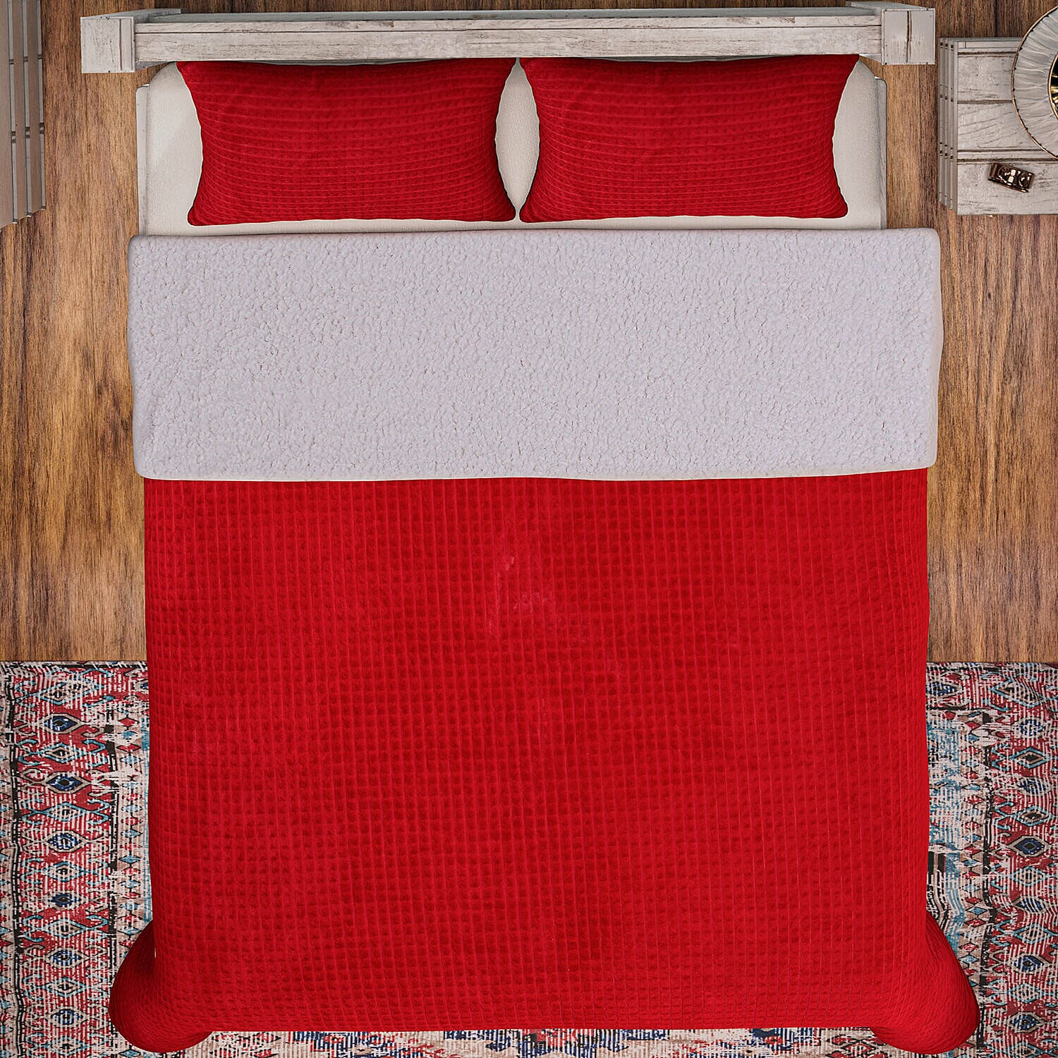 3 Piece Set - One Time Closeout - Extra warm Sherpa Duvet Cover with 2 Pillowcases Single - Light Peach