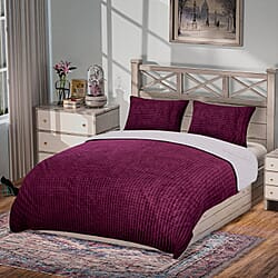 3 Piece Set - One Time Closeout - Extra warm Sherpa Duvet Cover with 2 Pillowcases Single - Purple