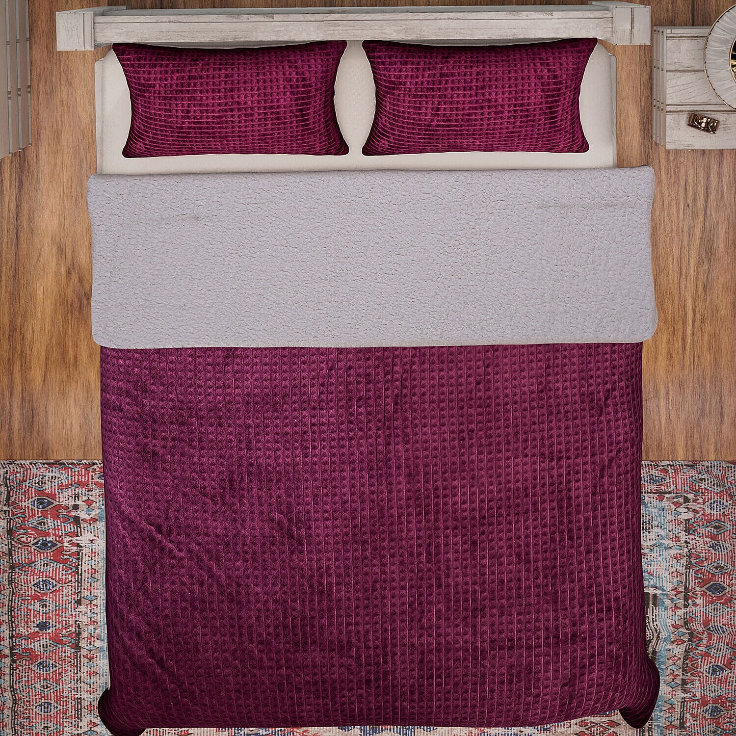 3 Piece Set - One Time Closeout - Extra warm Sherpa Duvet Cover with 2 Pillowcases Single - Light Peach