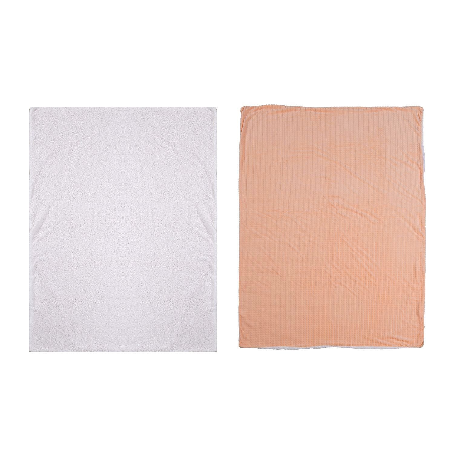 3 Piece Set - One Time Closeout - Extra warm Sherpa Duvet Cover with 2 Pillowcases Single - Light Peach