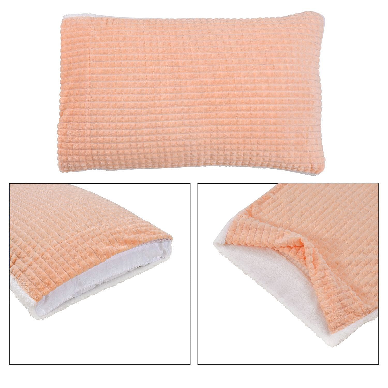 3 Piece Set - One Time Closeout - Extra warm Sherpa Duvet Cover with 2 Pillowcases Single - Light Peach