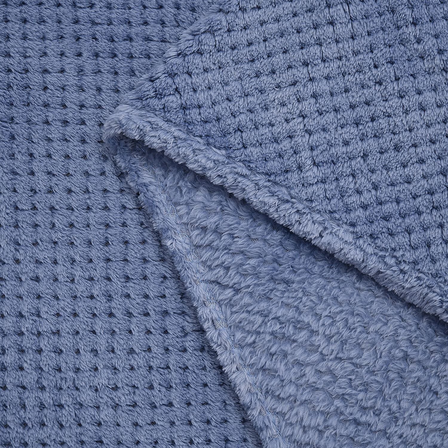 Homesmart Polyester Jacquard Blanket (Size 150x1 cm) - Blue & Blue