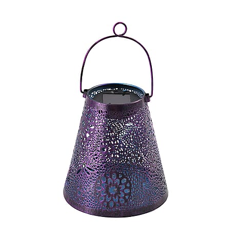 Floral Pattern Metal Solar Decorative Lantern (with 300mAh NI-MH AAA battery) - Purple