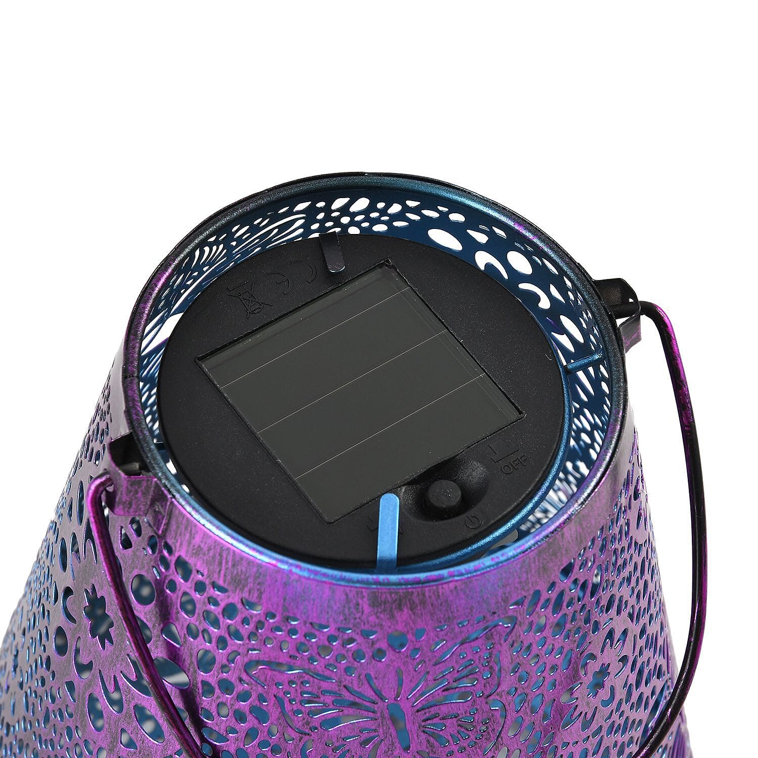 Floral Pattern Metal Solar Decorative Lantern (with 300mAh NI-MH AAA battery) - Purple