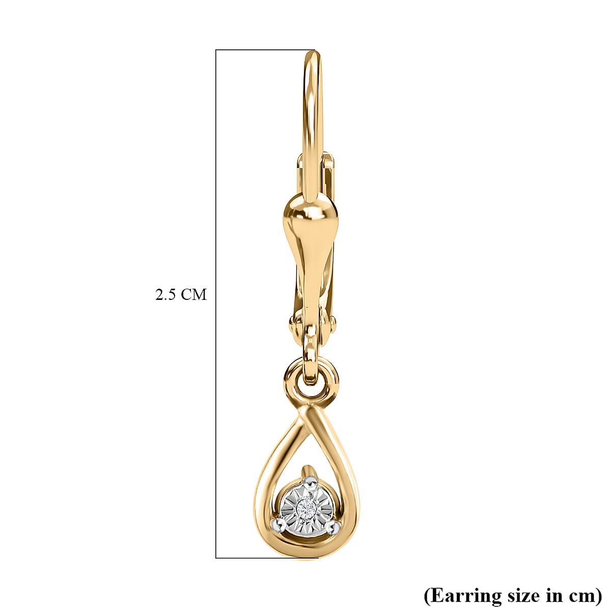 Close Out Deal - Diamond Lever Back Earrings in Vermeil Yellow Gold Sterling Silver