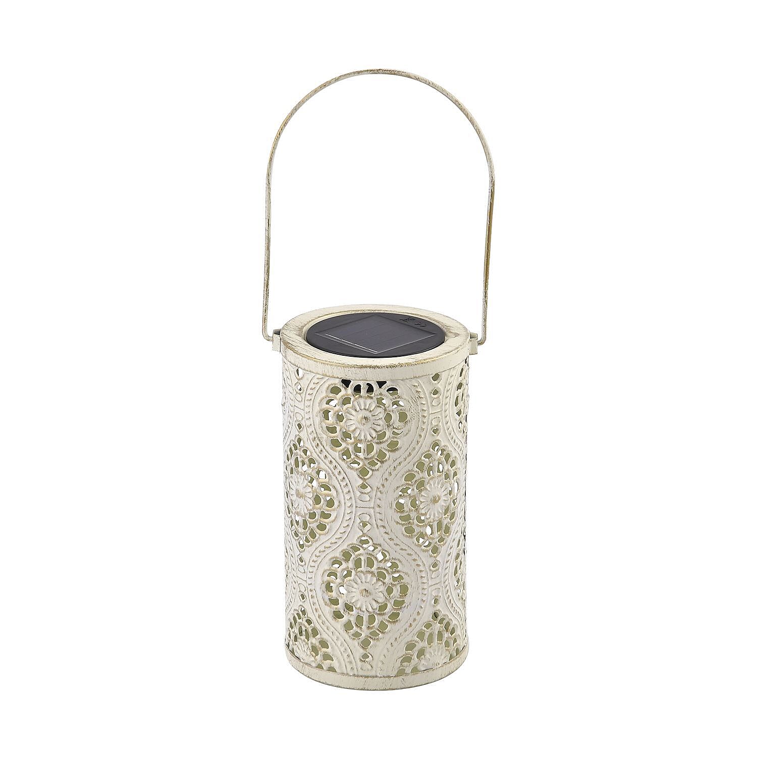 Outdoor Luxury Decor Solar Lantern- Beige (Creates Ambient Soft Light At Night)