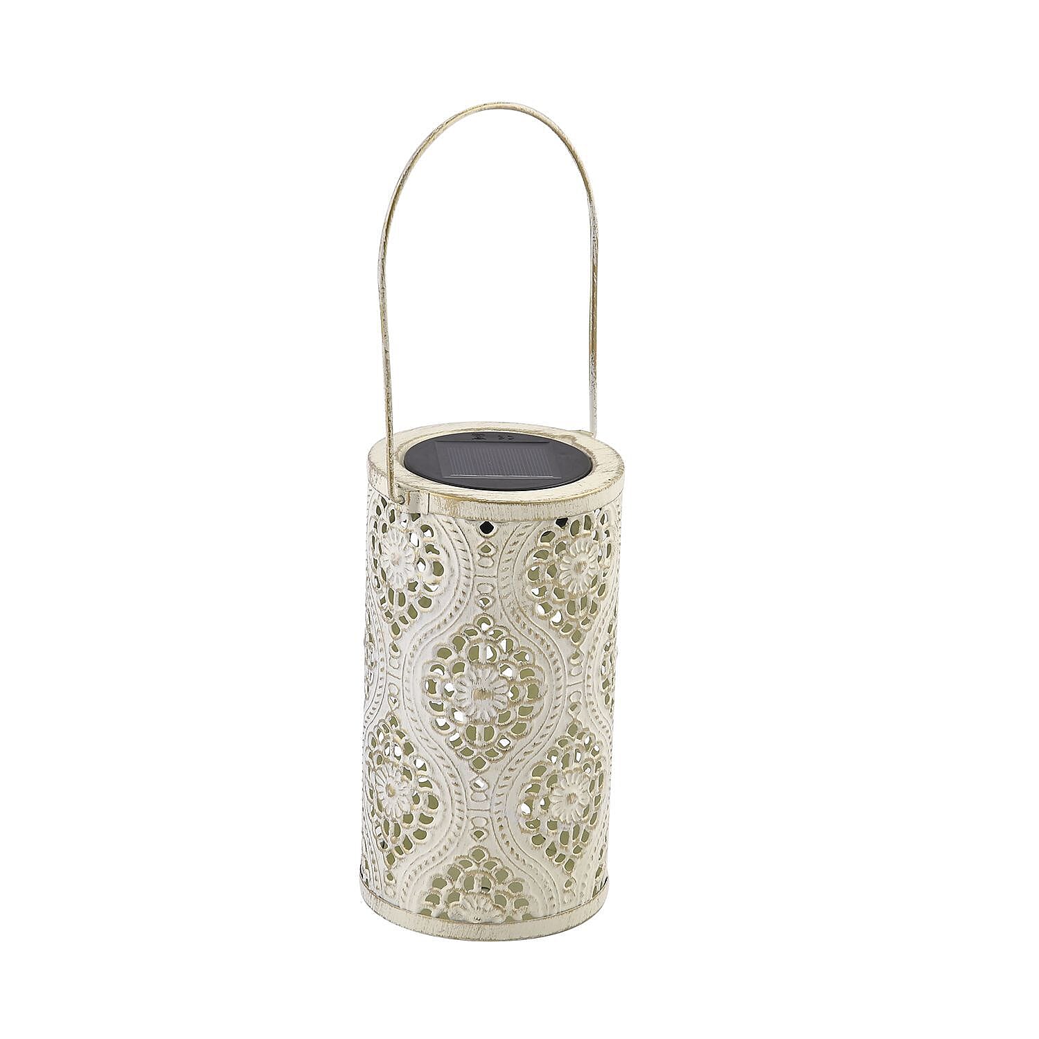 Outdoor Luxury Decor Solar Lantern- Beige (Creates Ambient Soft Light At Night)