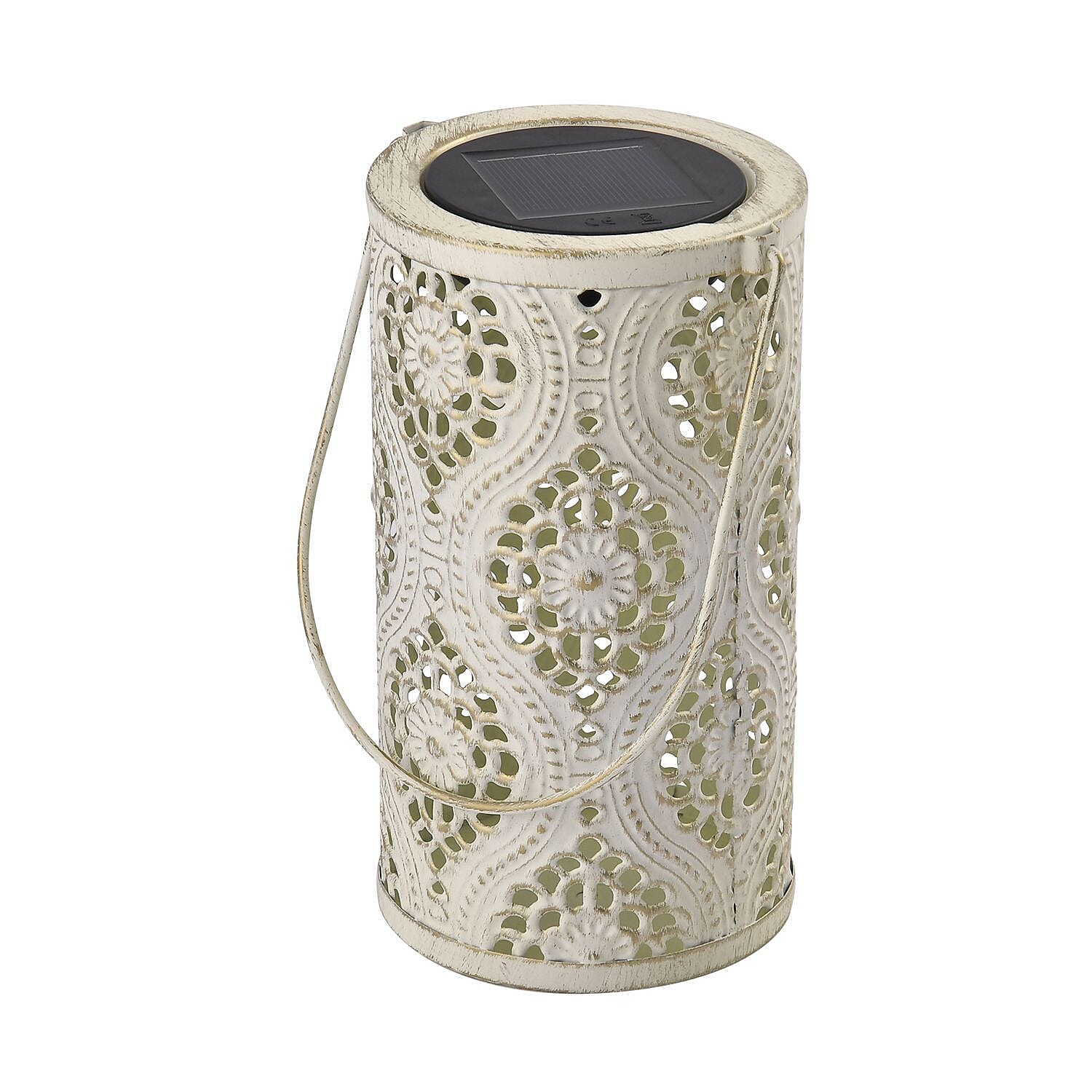 Outdoor Luxury Decor Solar Lantern- Beige (Creates Ambient Soft Light At Night)