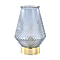 Homesmart Glass Vase Shaped Table Lamp with Golden Base and Flaming Bulb (Size 18x11 cm) - Dark Blue