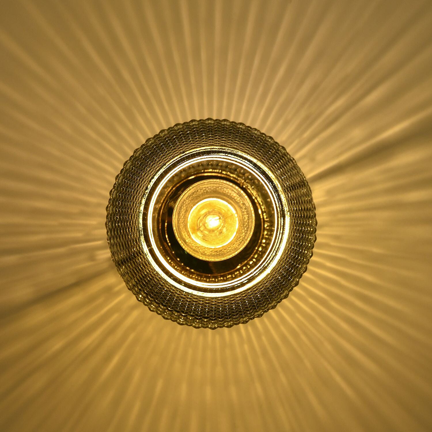 Homesmart Glass Vase Shaped Table Lamp with Golden Base and Flaming Bulb (Size 18x11 cm) - Dark Blue