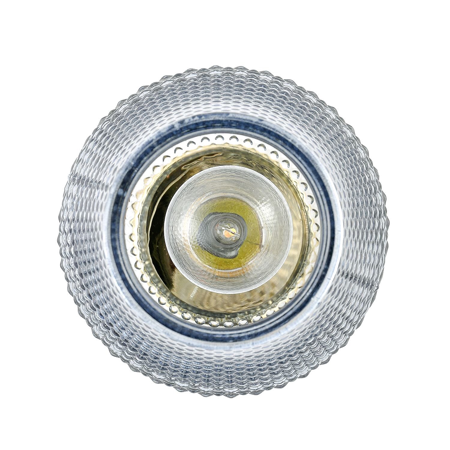 Homesmart Glass Vase Shaped Table Lamp with Golden Base and Flaming Bulb (Size 18x11 cm) - Dark Blue