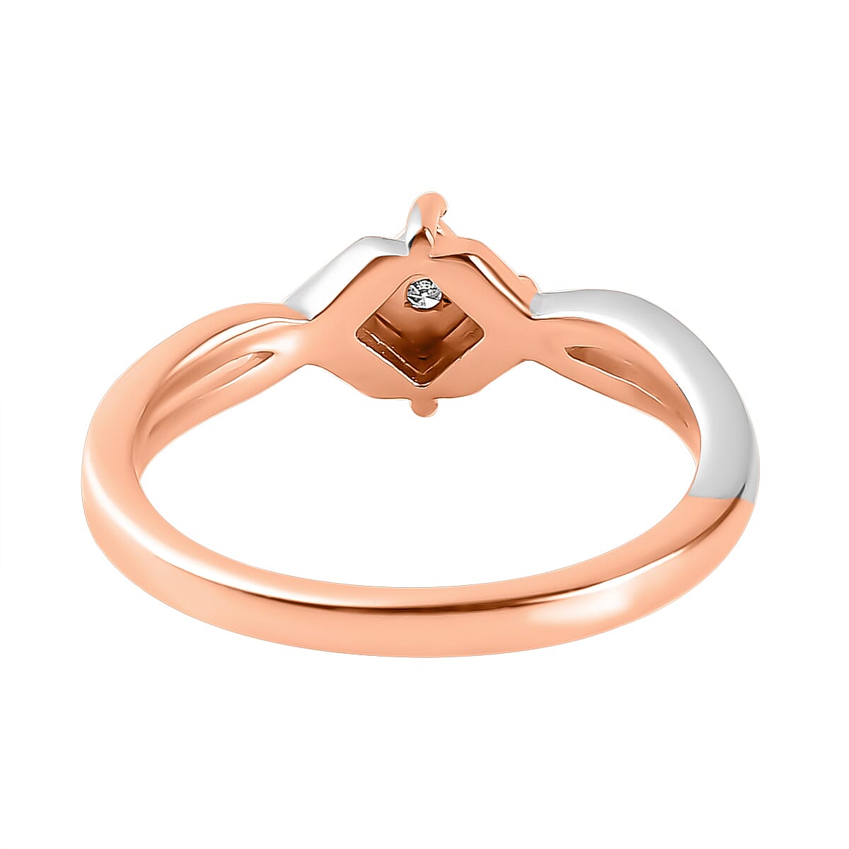 Diamond Ring in Two-Tone Platinum and 18K Vermeil Rose Gold Plated in Sterling Silver.