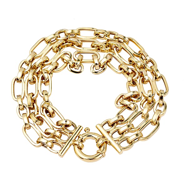 Hatton Garden Close Out Deal 9K Yellow Gold 3 Strand Figaro Bracelet